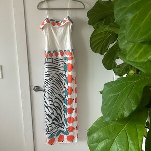 Staud, size 2, white long dress with pattern